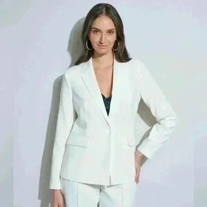 NWOT Tahari Women's Winter White Singke Button Blazer Suit Jacket with Stretch 6